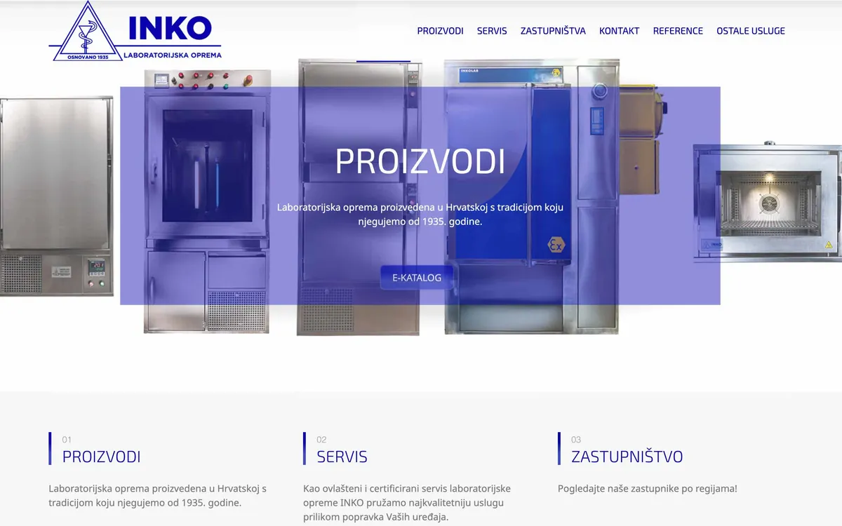 Naslovnica web stranice tvrtke Inko